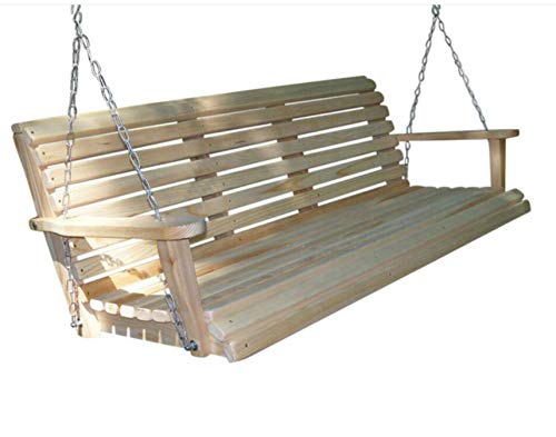 5 Ft ROLL BACK PORCH SWING made from Rot-resistant Select Louisiana Cypress Eternal Wood Made in the USA - Green Furniture - GO GREEN Ecommersify Inc