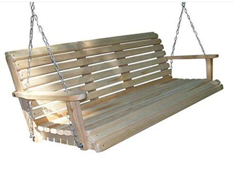 5 Ft ROLL BACK PORCH SWING made from Rot-resistant Select Louisiana Cypress Eternal Wood Made in the USA - Green Furniture - GO GREEN Ecommersify Inc