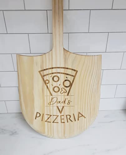 Personalized Wood Pizza Board/ 14 Inch Pizza Peel, Wood Pizza Peel (Custom Name) - WoodArtSupply