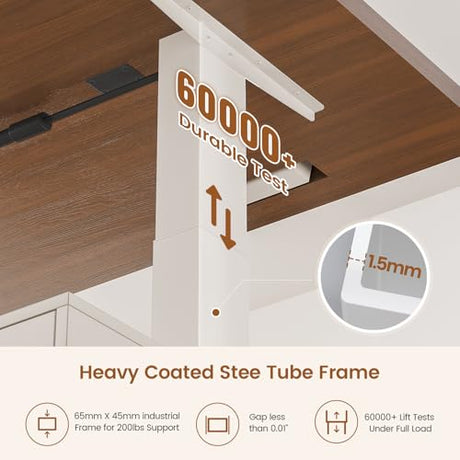 SEDETA Electric Standing Desk with 6 Drawers, 55" Adjustable Stand up Desk with Storage, Computer Desks with Power Outlets for Home Office, White SEDETA