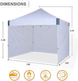 OUTDOOR WIND 10x10 Pop Up Canopy Tent with Sidewalls, Heavy Duty Commercial Instant Tent with Sand Bags for Deck, Party, Camping, Backyard, Playground, White OUTDOOR WIND