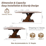 Extendable Dining Table for 4-8 People,55.12''-70.87''Modern Space-Saving Wood Kitchen Table,Rectangle Folding Conference Meeting Table for Living Meeting Room Kitchen,Walnut VICBARLEY