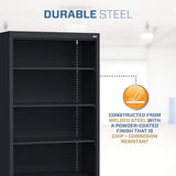 Sandusky Lee BM40361872-09 Mobile Bookcase with 4 Adjustable Shelves, Steel Rolling Bookshelf Storage Cabinet, 78"H, Black Sandusky