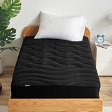 SLEEP ZONE Cooling Twin Mattress Topper for Single Bed, Premium Zoned Cool Mattress Pad Cover, Padded Mattress Protector Breathable Washable, Deep Pocket 8-21" (Black, Twin) SLEEP ZONE