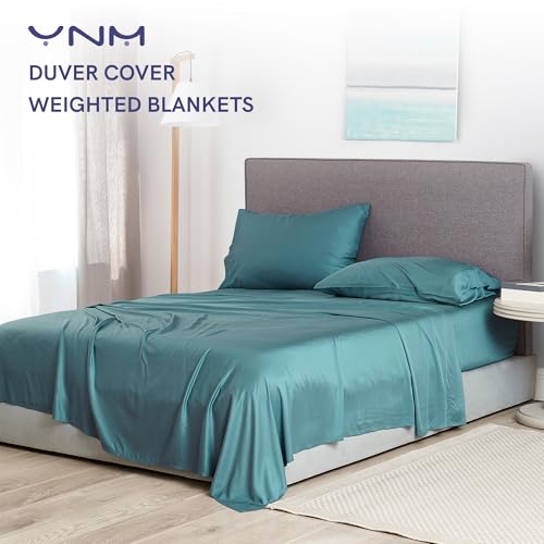 YnM Exclusive Cooling Duvet Cover for Weighted Blankets with 16 Strings (Sea Grass, 48"x72") YnM