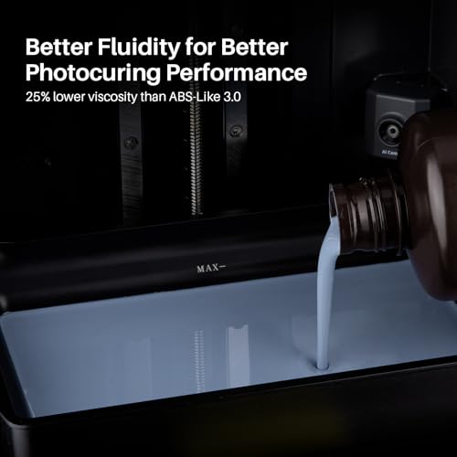 ELEGOO ABS-Like 3.0+ 3D Printer Resin Grey 1000g, High Heat-Resistance 3D Printing Resin, Lower Viscosity and Shrinkage, 405nm LCD UV-Curing for MSLA/LCD/DLP 3D Printer ELEGOO