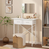 Jakyitvi Small Vanity Desk with Mirror and Drawers, White Makeup Vanity Table with Storage, Compact Vanity for Bedroom, Modern Makeup Desk for Girls, Space-Saving Vanity Table Jakyitvi