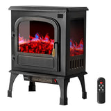 DUMOS 26” Freestanding Electric Fireplace Heater, Electric Fireplace Stove with 3D Flame Effect & Remote Control, Stylish Stove for Home with Safety Features, Adjustable Heat & 12H Timer, Inky DUMOS
