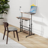 Hadulcet Mobile Standing Desk Adjustable Height, Rolling Desk Stand Up Desk, Mobile Laptop Desk, Rolling Computer Desk with Charging Station, Portable Desk with Wheels, Rustic Brown Hadulcet