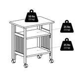 Winsome Mission 2-Shelf Wood Mobile Printer Stand, Brown (81628) Winsome