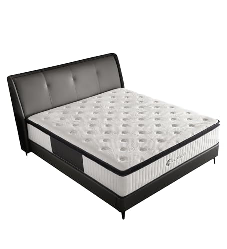 KOANTTI Queen Mattress,12 Inch Queen Size Mattresses Memory Foam Hybrid White Mattress in a Box,with Provide Support and Improve Sleep Mattresses,Medium Firm,CertiPUR-US.