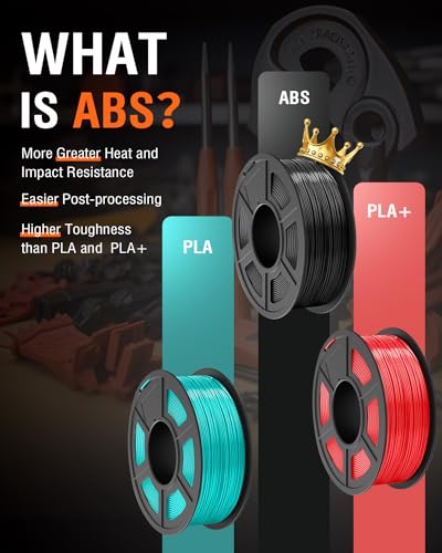 SUNLU ABS Filament 1.75mm 3D Printer Filament Bundle Multicolor, Individually Vacuum Packed, 2kg in Total, 0.25kg per Spool, 8 Pack, 8 Colors, Black+White+Grey+Blue+Yelllow+Green+Red+Orange SUNLU