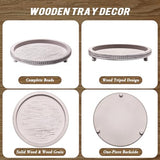 Handmade Wooden Serving Tray, Small Beaded Coffee Table Tray Decor, Grey Round Decorative Tray for Coffee Table, Dining Room Table Entryway and KULEDM