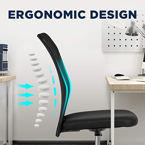 FDW Home Office Chair Mid Back Mesh Desk Chair Armless Computer Ergonomic Task Rolling Swivel Chair Back Support Adjustable Modern with Lumbar Support,Black FDW