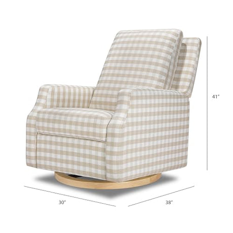 Namesake Crewe Glider Recliner Nursery Chair - GREENGUARD Gold & Certi-PUR US Certified Rocker Recliner - Glider Rocking Chair for Nursery & Living Room - Manual, 360° Swivel, Tan Gingham NAMESAKE