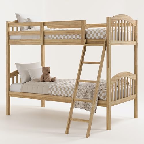 Storkcraft Long Horn Twin-Over-Twin Bunk Bed (Natural) - GREENGUARD Gold Certified, Converts to 2 Individual Twin beds Storkcraft