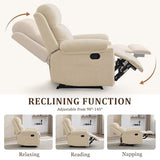 Korser Recliner Chair, Manual Recliner for Adults with Side Pocket, Small Recliners for Small Spaces, Adjustable Comfy Overstuffed Corduroy Reclining Chairs for Living Room, Reading, Bedroom, Beige