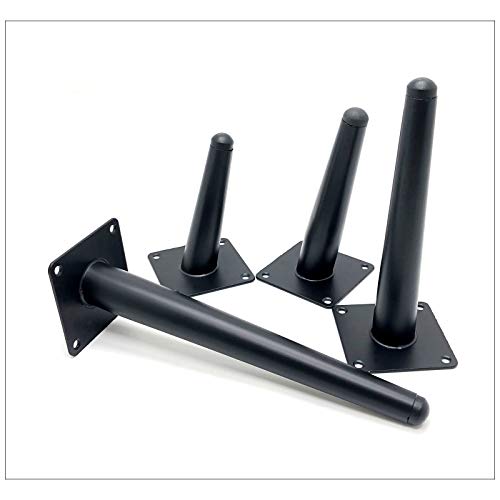 Generic Set of 4 Metal Oblique Tapered Matte Black Furniture Legs,DIY Replacement Sofa Couch Chair Legs,Coffee Table Legs,TV/Bathroom Cabinet Legs,10-72cm,with Screws (25cm/9.8in) (Black 17cm/6.7in) WoodArtSupply