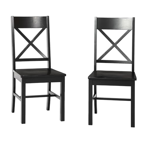 Walker Edison Modern Farmhouse Wood X-Back Armless Dining Chairs Kitchen, Set of 2, Black Walker Edison