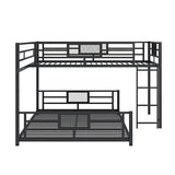 Merax L-Shaped Metal Twin Over Full Size Bunk Bed, with Staircase, Loft Platform Save Space No Box Spring Required, Black Merax