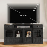 Homiflex 70.86" Double Dog Crate Furniture with Storage for 2 Medium Large Dogs Farmhouse Wooden Dog Kennel Furniture with 2 Sliding Doors Divider & Power Outlet Decorative Dog Cage TV Stand Dark Grey Homiflex