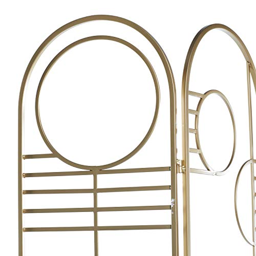 Deco 79 Metal Geometric Room Divider Screen - Hinged Foldable Arched Partition 3 Panel Privacy Screen, 50" x 1" x 69", Gold Deco 79