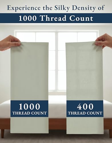 100% Egyptian Cotton Queen Bed Sheet Set – 1000 Thread Count 4 Piece Queen Sheets Set, Breathable & Fade Resistant, Silky Sateen Weave, Ultra-Soft Hotel Luxury Bedding with 15" Deep Pocket - Mineral LANE LINEN