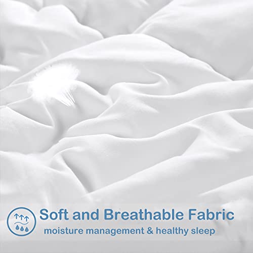 EASELAND King Size Down Alternative Comforter - Quilted Duvet Insert for All Seasons, Soft Lightweight with Corner Tabs, Summer Winter Warm Bedding, White 90x102 Inches EASELAND