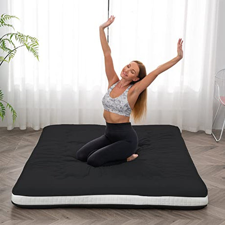 Dr.Futon Japanese Floor Futon Mattress Extra Thick Folding Roll Up Bed Topper Mat for Guest,Lounger and Tavel Dr.Futon
