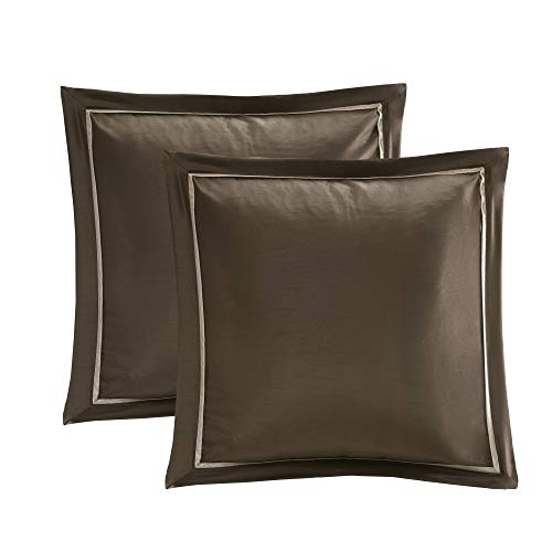 Madison Park Essentials Delaney 24-Piece Room In A Bag Comforter Set-Satin Jacquard All Season Luxury Bedding, Sheets, decorative pillows and Curtains, Valance, Queen (90 in x 90 in), Medallion Navy Madison Park
