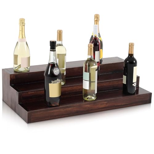 Colingmill 1 Pack 24 Inch 3 Step Liquor Bottle Display Shelf Bar Shelf Liquor Display Shelf Alcohol Display Shelves Bar Trays for Liquor Display for Home Bar Liquor Cabinet Decoration