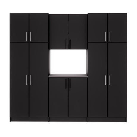 Prepac Elite Functional 6-Piece Garage Cabinets and Storage System Set I, Simplistic Garage Closet Shop Cabinets 16" D x 96" W x 89" H, Black, BRSX-1018-6M Prepac