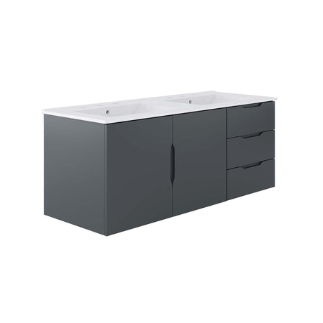 Modway Vitality 48" Double Sink Bathroom Vanity, Gray White Modway