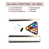 Hathaway Augusta 8-ft Pool Table Pool Table for Family Game Rooms with Burgundy Felt, 57-in Cues, Balls, Brush and Chalk - Mahogany Finish,Maple Hathaway