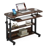 Tribesigns Portable Desk with Power Outlets, Height Adjustable Side Table Sofa Couch Bedside Laptop Computer Cart with USB Charging Ports, Mobile Small Standing Desk with Keyboard Tray Tribesigns