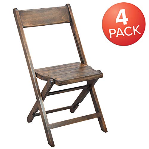 EMMA + OLIVER Natalie Wooden Folding Chair, Commercial Event Chair with Slatted Seat, Beechwood Frame, Open Back Design, No Assembly Required, Antique Black - WoodArtSupply