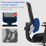 Ergonomic Office Chair, Ergonomic Desk Chair with Adjustable Height, Lumbar Support, High Back Mesh Support with Adjustable Armrests, Task Chairs for Home Office Computer-350LBS ZLHECTO