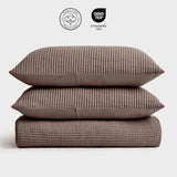 EVERGRACEHOME Cotton Coverlet Set Full Queen Size 3 Pieces, Lightweight Soft Ribbed Matelassé Bedspread Quilt Set, Cozy Oversized Quilted Bedding Set with 2 Pillow Shams for All Seasons, Mocha Brown EVERGRACEHOME