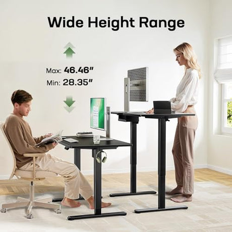 Marsail Electric Standing Desk with One-Piece Desktop,63 x 30 inch Height Adjustable Office Gaming Computer Desk with Deeper Tabletop, Stand up Desk with 4 Memory Presets, table for Bedroom,2 Packages Marsail