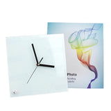 MR.R 2 Piece 8'' Sublimation Blanks Glossy Glass Photo Frame Clock,Square Clock Picture Frame for Heat Transfer Printing,7.8x7.8 inch MR.R