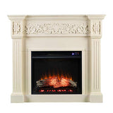 SEI Furniture Calvert Electric Fireplace with Carved Floral Trim, New Ivory SEI Furniture