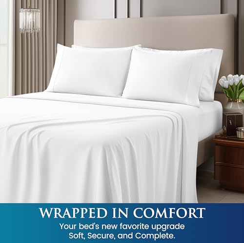 Utopia Bedding Full Size 4 Piece Sheet Set - Brushed Microfiber - Soft Bed Sheets for Full Size Bed - Includes 1 Fitted, 1 Flat, & 2 Pillow Cases - Deep Pocket (White) Utopia Bedding
