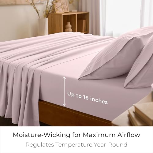 Mellanni Full Sheets Set - 4 PC Iconic Collection Bedding - Hotel Luxury, Extra Soft, Cooling Bed Sheets - Wrinkle, Fade, Stain Resistant (Full, Blush Pink) Mellanni