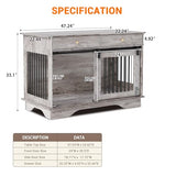 47" Dog Furniture Crate, Large Furniture Style Dog Crate for Large/Medium/Small Dogs (Retro Grey, One Cage) Garvee