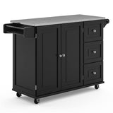 Pemberly Row Modern/Contemporary Wood Kitchen Cart in Black Pemberly Row