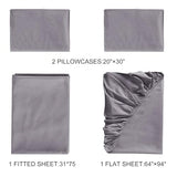 URZGU Cot Sheets 31" x 75", 4 Piece Cot Sheet Set, Fitted for Narrow Twin Mattress/RVs Bunk/Camper Bunks/Guest/Army Cots, Soft & Breathable Camper Bedding Set, Gray URZGU