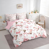 Pink Bow Comforter Set With Sheets Full Size,Kids Boys Girls Cute Bow Knot 7 Piece Bedding Set for Western Cowgirls Bed In A Bag,Dreamy Pink Sheet Set With Fitted Sheet,Pillowcases & Pillow Covers Erosebridal