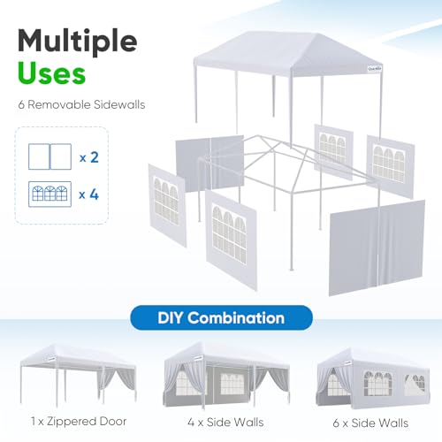 Quictent 10x20 Party Tent Outdoor Gazebo Wedding Canopy for Backyard with Removable Sidewalls & Elegant Church