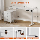 REAHOME Electric Standing Desk with Drawers, 55 x 24 Inches Height Adjustable Sit Stand Desk with Storage, 3 Memory Preset Home Office Computer Desk, Printer Cabinet, 2 Hooks, Cable Management, White REAHOME