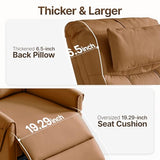 AIRSKY Leather Recliner Chair, Top Grain Leather, Italian Water-Washing Process, Movable Headrest,Swivel Rocker Recliner, Nursery Rocking Chairs,Wall Hugger Recliners, Living Room Chair, R3 (Brown)